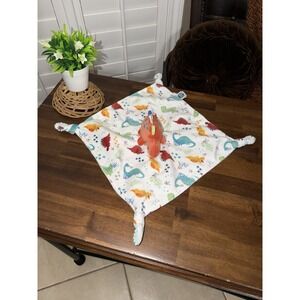 Mary Meyer Dinosaur Security Blanket Lovey Blue Knotted Corners Soft Toy Ribbed‎